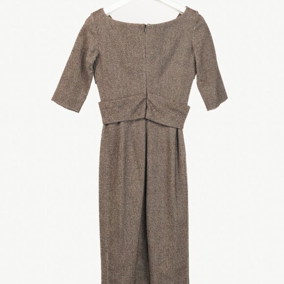 Alexander McQueen AW/05 Runway Brown Wool Tweed Crossover-Waist Dress - Picture 3 of 10